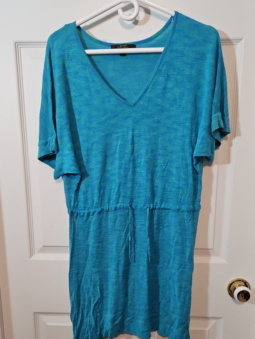 Jessica Turquoise V-Neck Cover Up with Drawstring